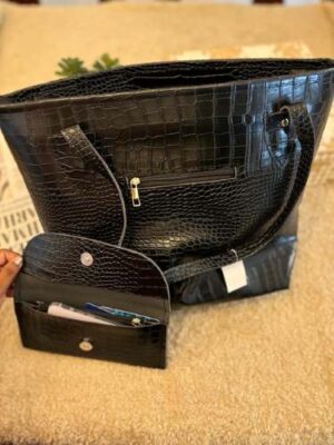 OVERSIZED CROC TOTE with matching Flap Wallet